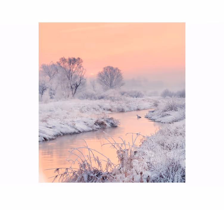 Wit rolgordijn 180 cm winterlandschap - TenStickers