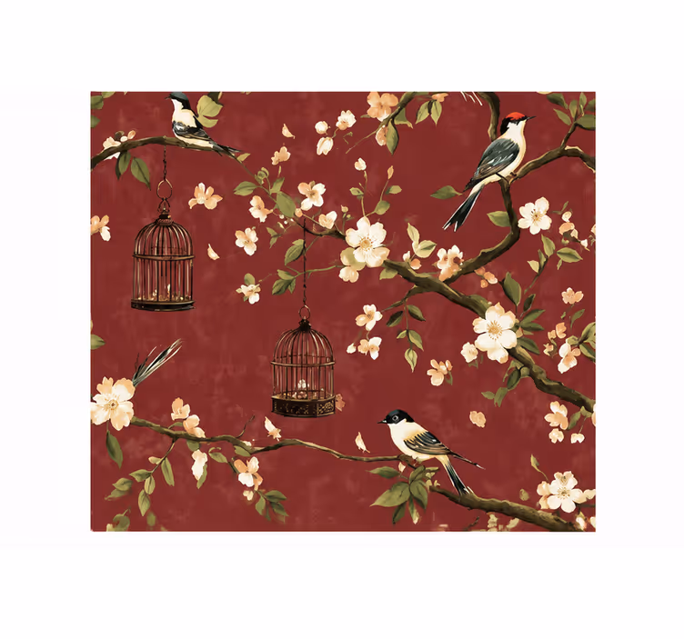 Rood rolgordijn met bordeaux chinees patroon - TenStickers