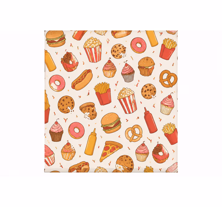 Keuken rolgordijn breedte 300 patroon lekkere snacks - TenStickers