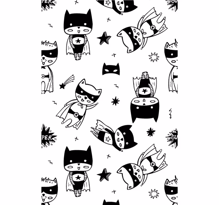 Superheld cartoon schets kinderkamer rolgordijn - TenStickers