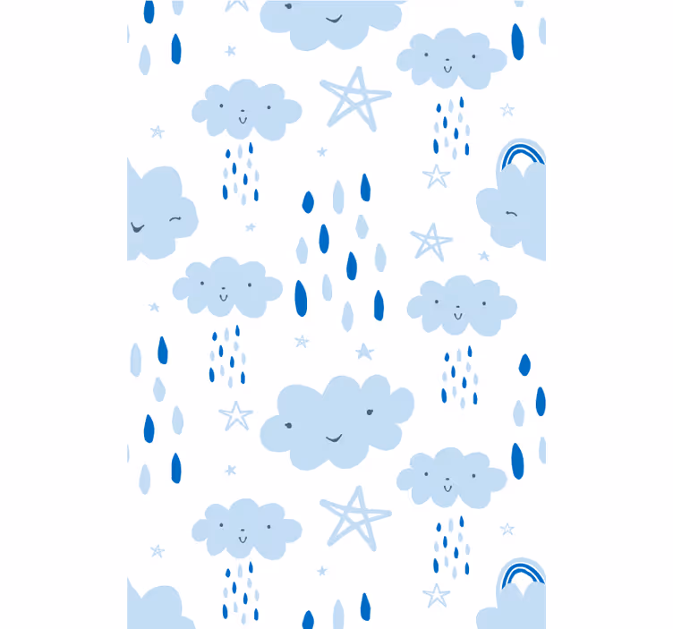 Lachende wolkenpatronen rolgordijn wolken - TenStickers