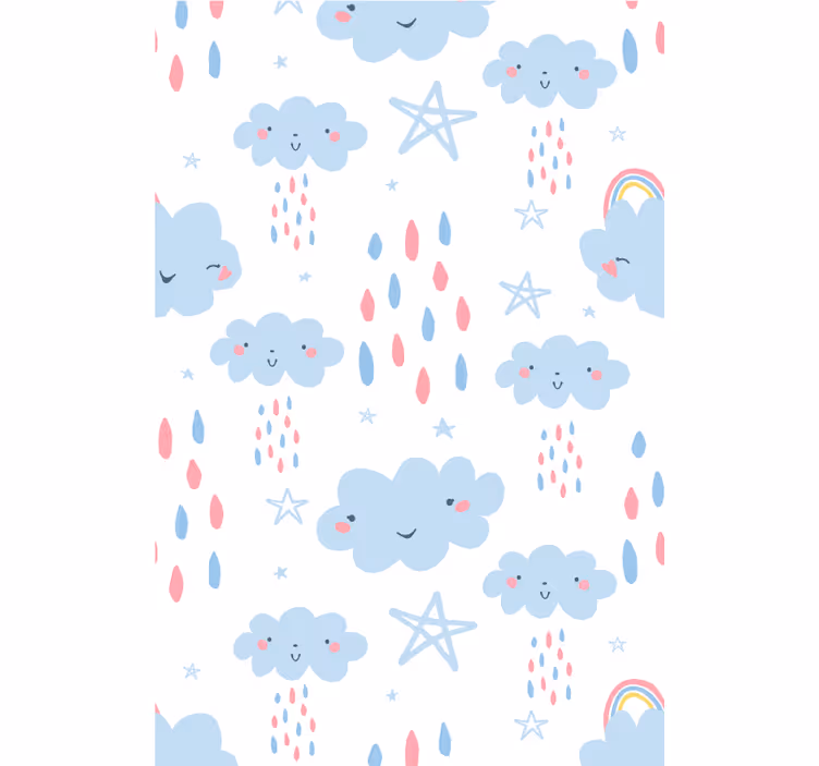 Lachend wolkenpatroon rolgordijn babykamer - TenStickers
