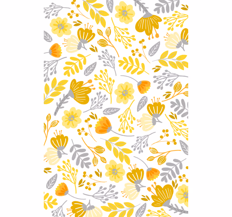 Rolgordijn bloemen Gele print - TenStickers
