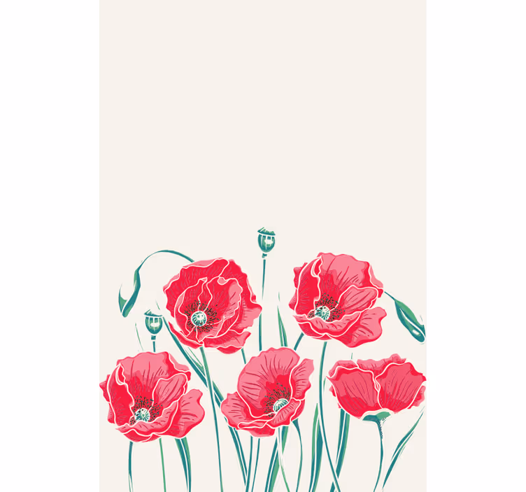 Papaverbloem elegantie rolgordijn bloemen en planten - TenStickers