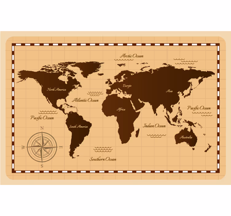 Vintage verkenning wereldmap rolgordijn - TenStickers