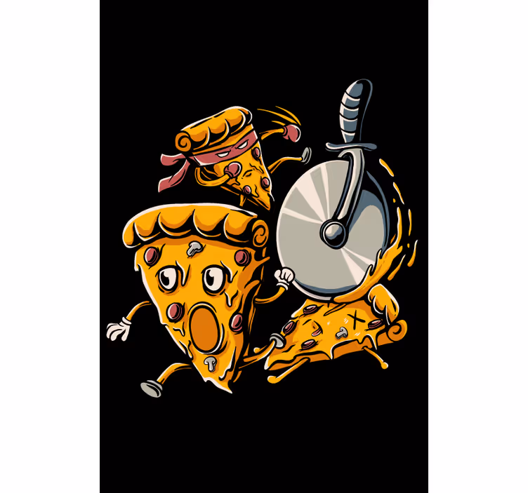 Geanimeerde pizzapunten rolgordijn grappig - TenStickers