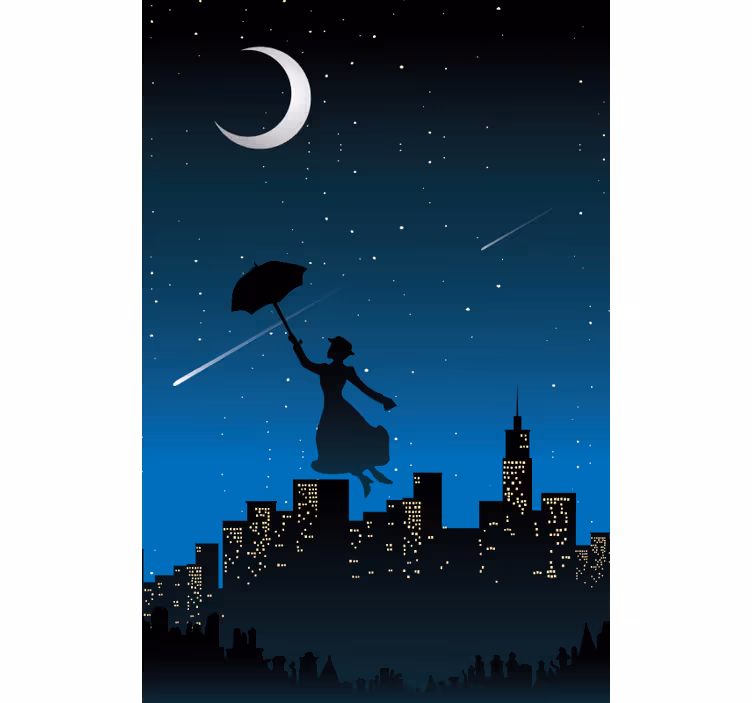 Silhouet van een parapluvlucht rolgordijn series en film - TenStickers