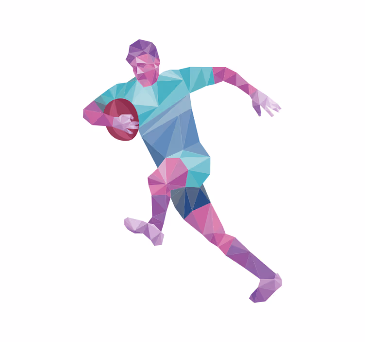Geometrische rugbyspeler rolgordijn sport - TenStickers