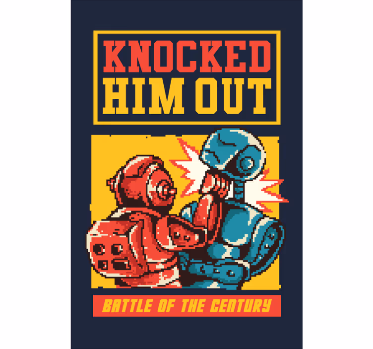 Robotachtige bokswedstrijd nerd rolgordijn - TenStickers