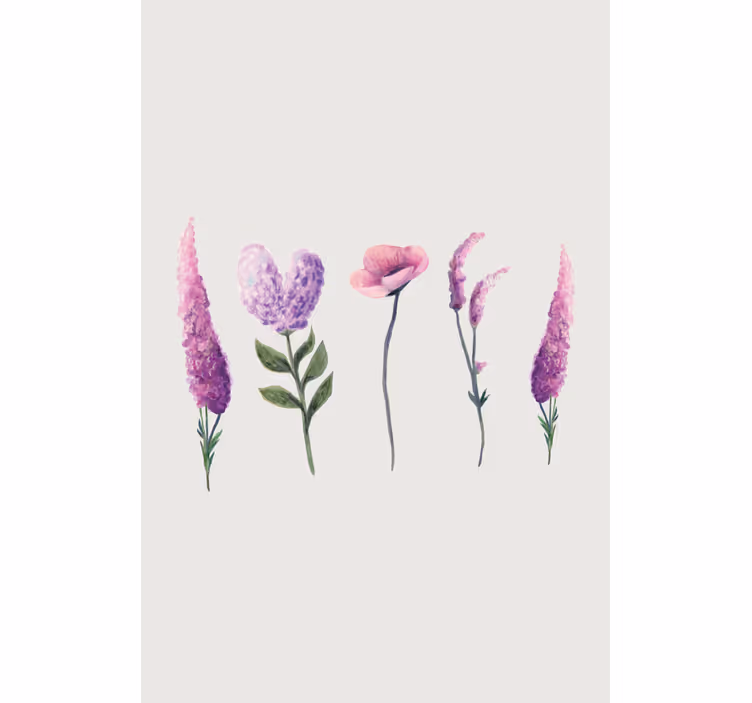 Rolgordijn bloemen Paarse bloemtekeningen - TenStickers