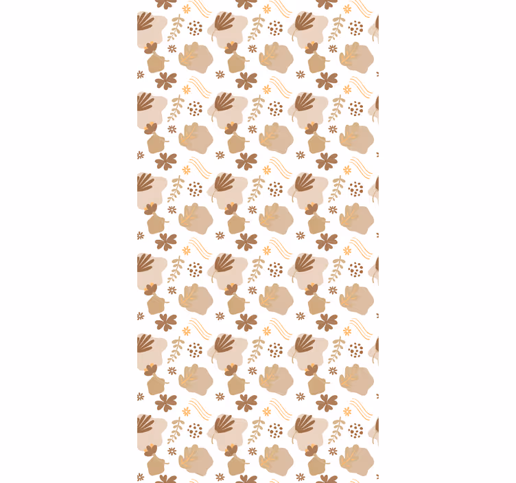 Organisch beige patroon rolgordijn bloemen en planten - TenStickers