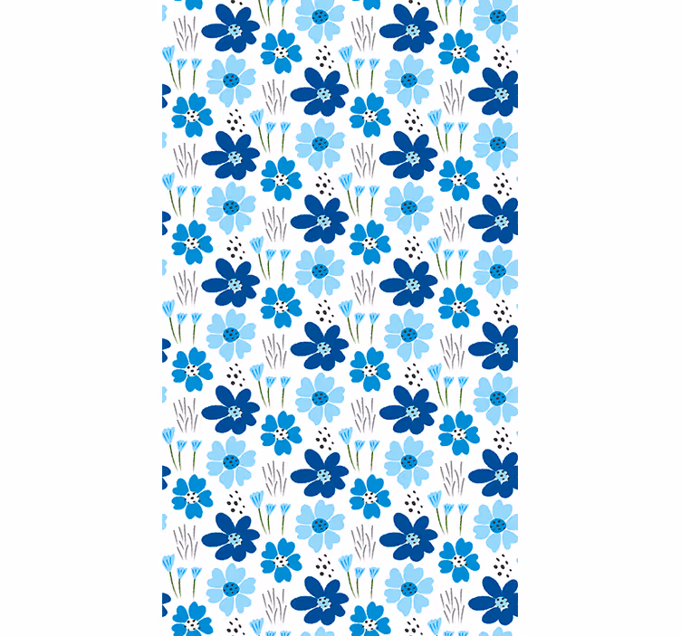 Blauw eenvoudig patroon rolgordijn bloemen en planten - TenStickers