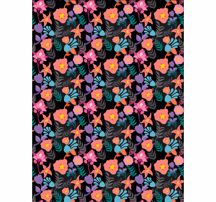Kleurrijk bloemenpatroon rolgordijn bloemen en planten - TenStickers