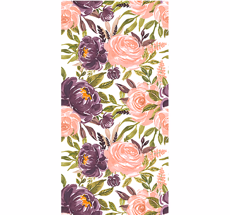 Charmante aquarella bloemen rolgordijn woonkamer - TenStickers