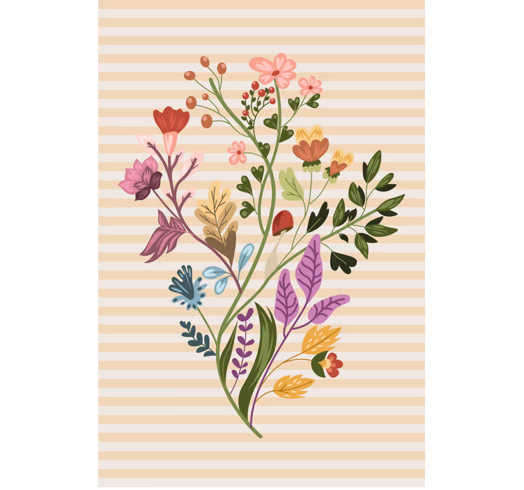 Bloemstuk rolgordijn bloemen en planten - TenStickers