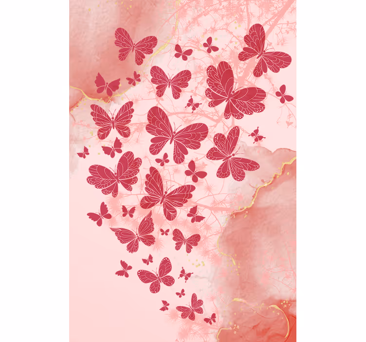 Roze hart arrangement rolgordijn vlinders - TenStickers