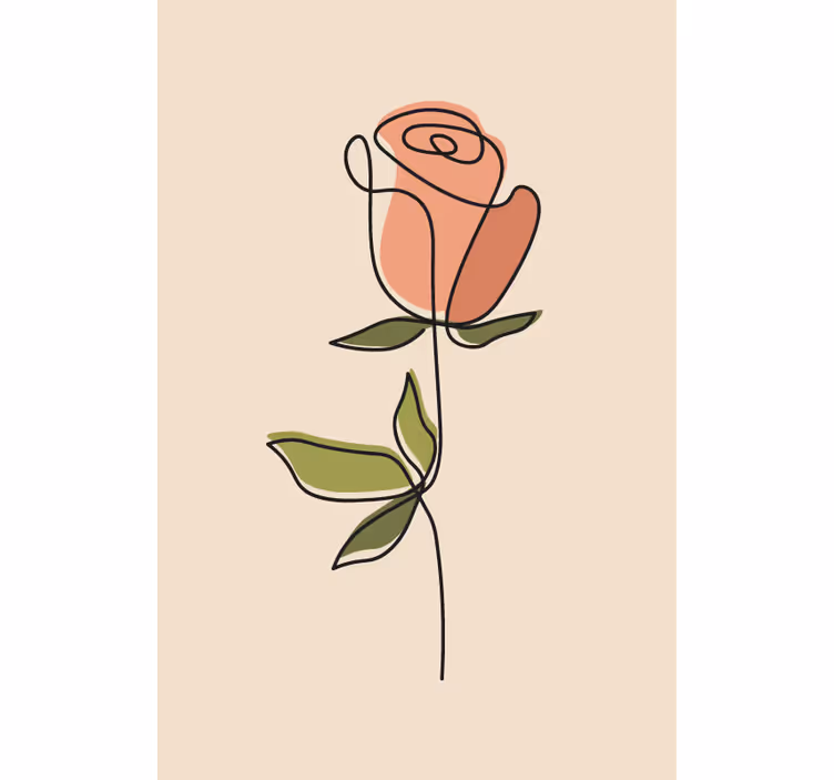 Roos omtrek rolgordijn bloemen - TenStickers