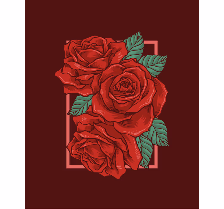 Elegante rode rozen rolgordijn bloemen en planten - TenStickers