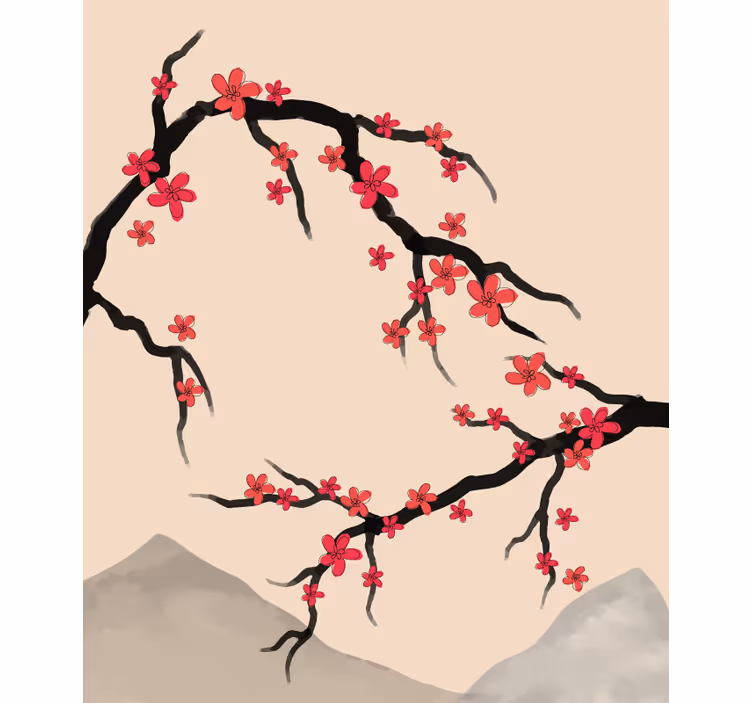 Sakura takken rolgordijn tienerkamer - TenStickers