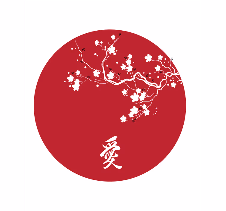 Japanse kersencirkel rolgordijn bloemen - TenStickers
