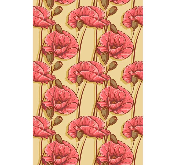 Rolgordijn bloemen Vintage rode klaprozen patroon - TenStickers