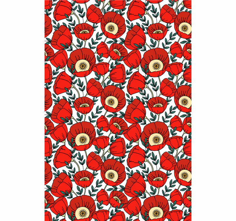 Rode puppy's patroon rolgordijn bloemen en planten - TenStickers
