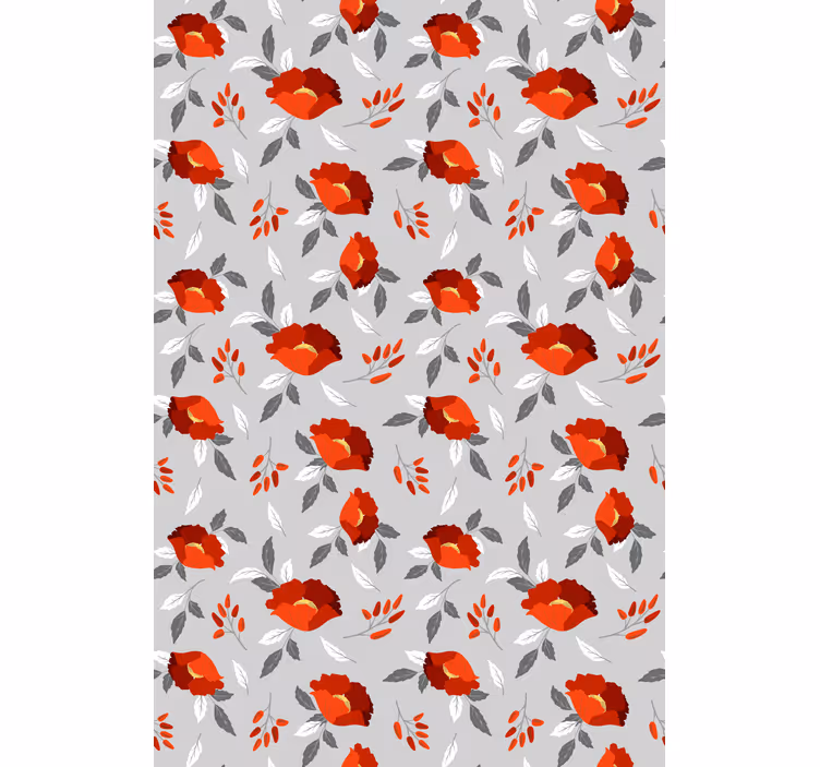 Roodgrijs patroon rolgordijn bloemen - TenStickers