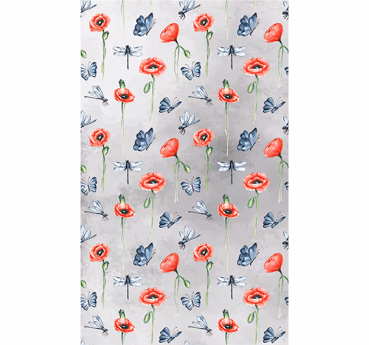 Puppy's en insecten rolgordijn bloemen en planten - TenStickers