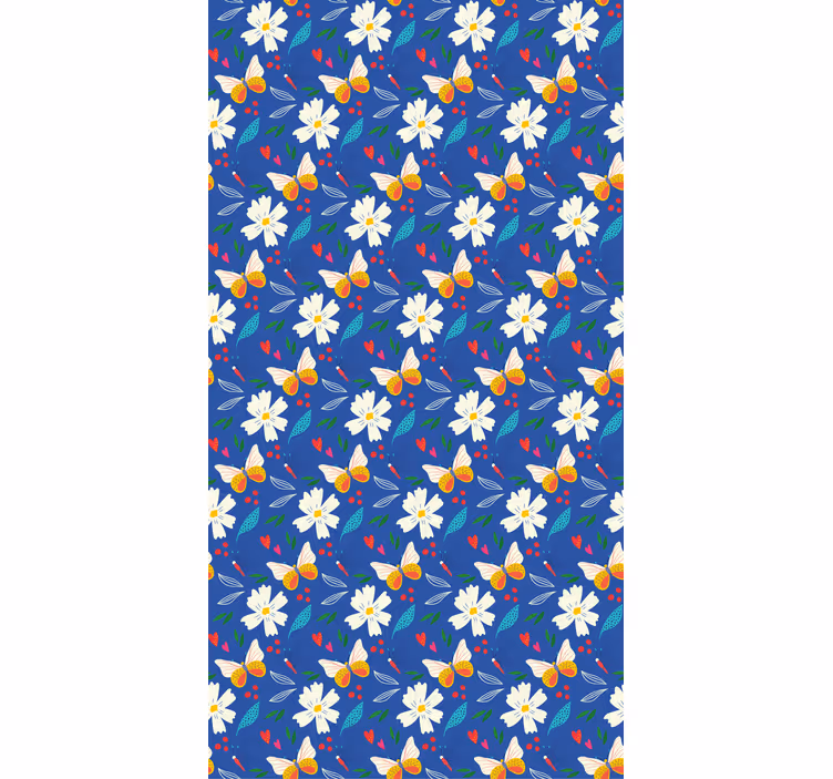 Madeliefjes en vlinders rolgordijn bloemen en planten - TenStickers