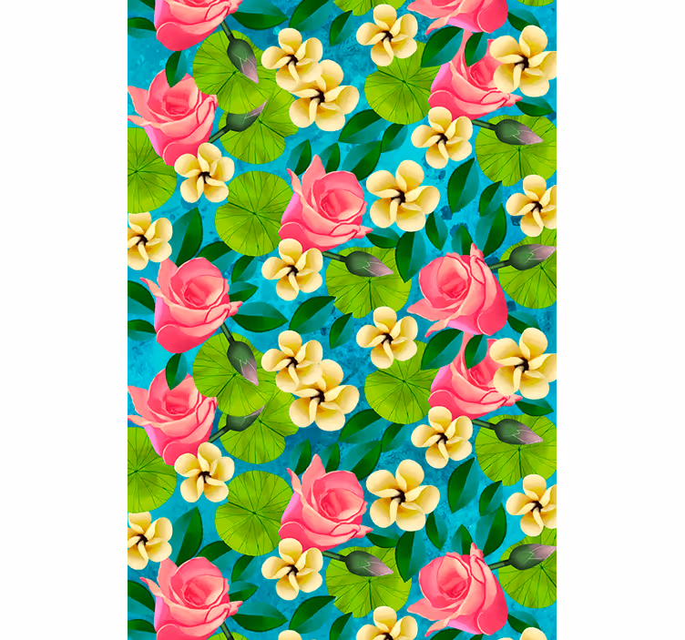 Rolgordijn bloemen en planten levendige bloei - TenStickers