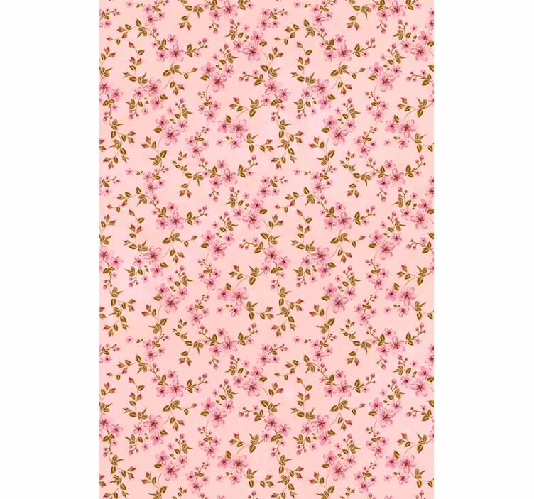 Roze elegant patroon rolgordijn bloemen en planten - TenStickers