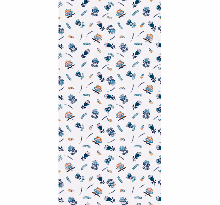 Blauw volkskunstmotief rolgordijn bloemen - TenStickers