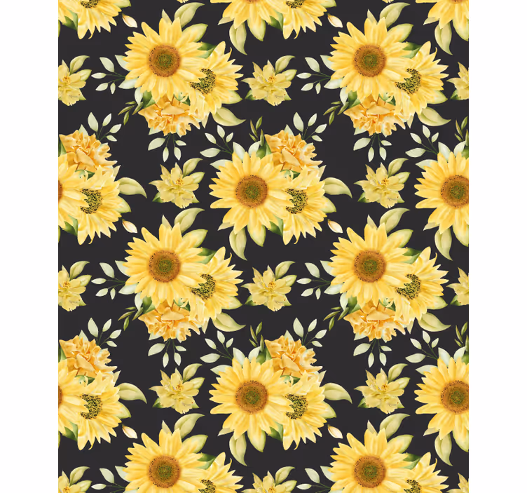 Zonnebloem bloemenpatroon rolgordijn bloemen en planten - TenStickers