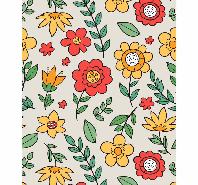 Levendig kleurrijk patroon rolgordijn bloemen - TenStickers