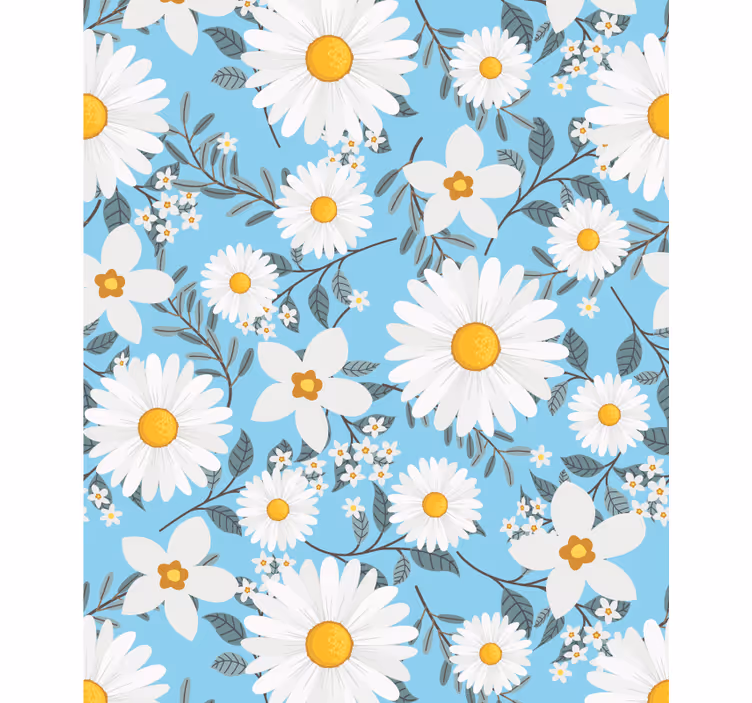 Madeliefjes bloeien fel rolgordijn bloemen en planten - TenStickers
