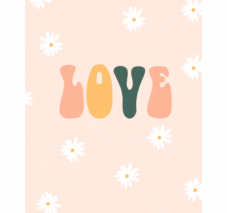Liefde bloemenpatroon rolgordijn met tekst - TenStickers