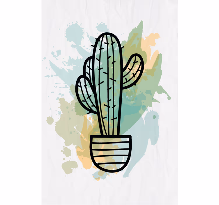 Hoofdslaapkamer rolgordijnen Aquarel cactus - TenStickers