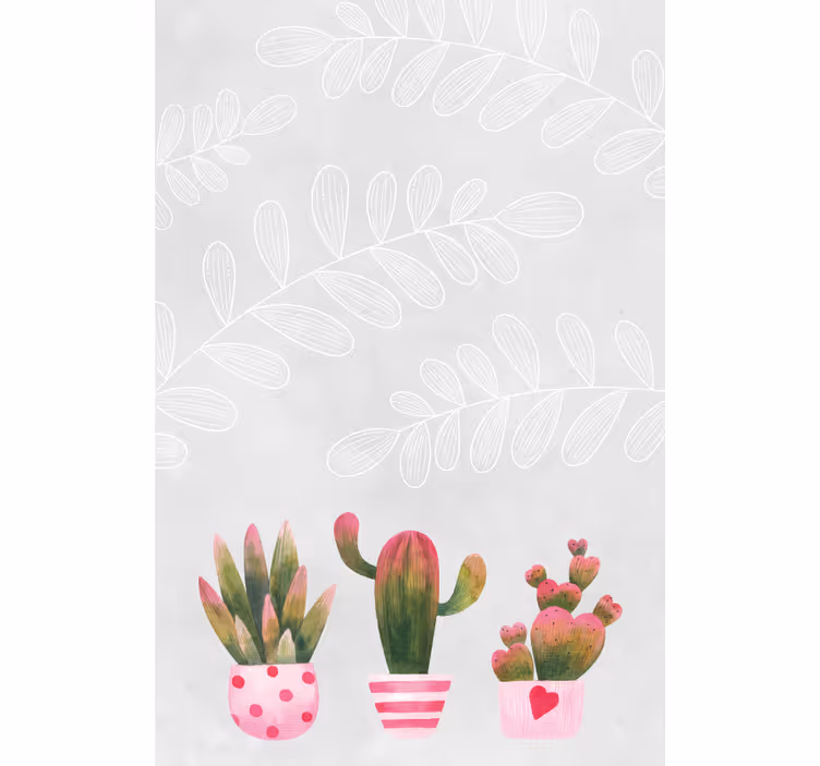 Hoofdslaapkamer rolgordijnen Roze en groene cactus - TenStickers