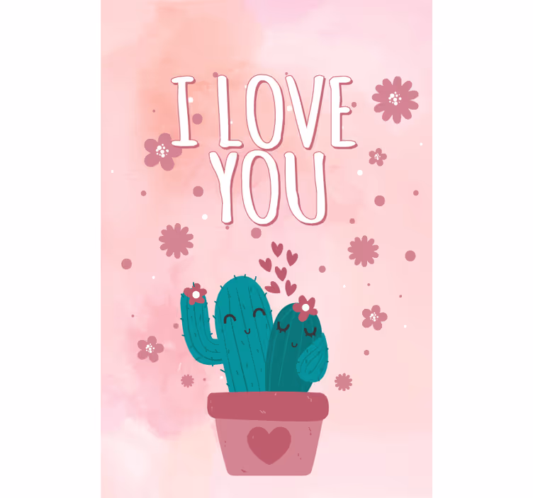 Hoofdslaapkamer rolgordijnen Valentijnsdag mooie cactus - TenStickers