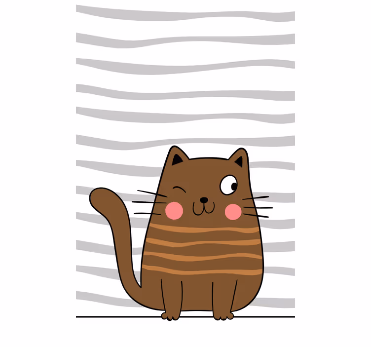 Charmante cartoonkat rolgordijn dieren - TenStickers