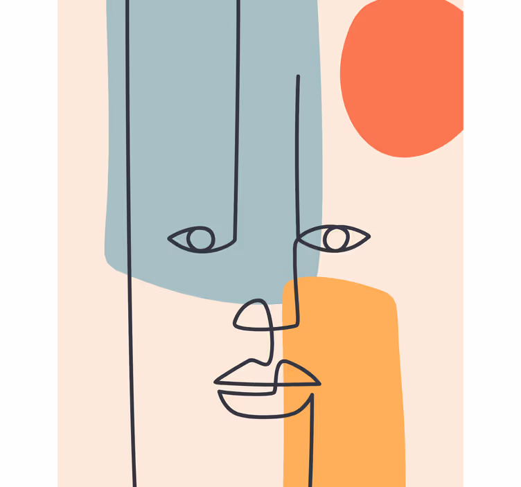 Abstracte gezichtscontour rolgordijn kunst - TenStickers
