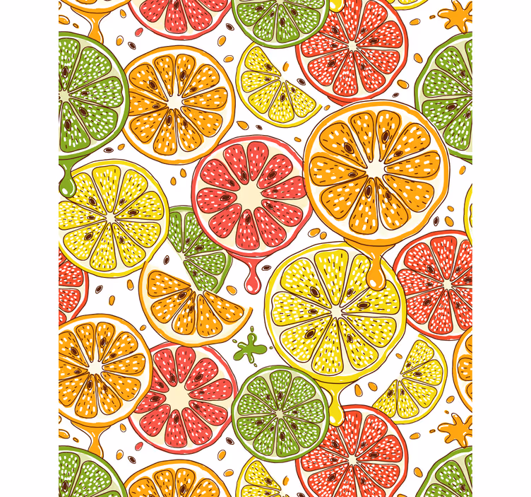 Patroon van citrusschijfjes keuken rolgordijn - TenStickers