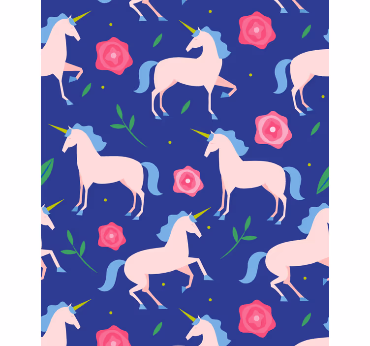 Eenhoorns en bloemen kinderkamer rolgordijn - TenStickers
