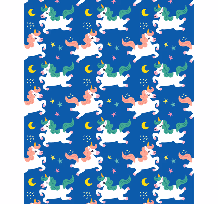 Eenhoorns onder maanlicht rolgordijn dieren - TenStickers