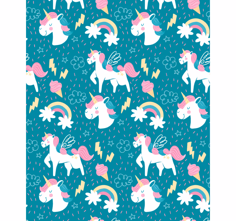 Blauw eenhoornpatroon kinderkamer rolgordijn - TenStickers