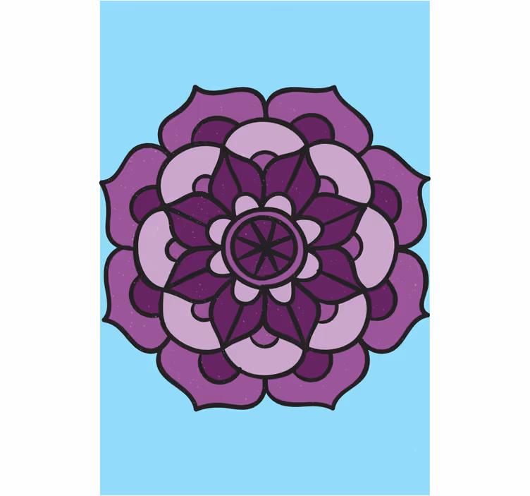 Ingewikkelde paarse bloem rolgordijn bloemen - TenStickers