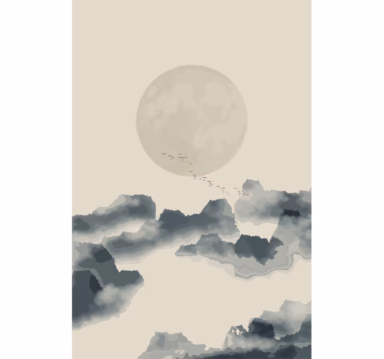 Maanverlicht wolkenlandschap modern rolgordijn - TenStickers