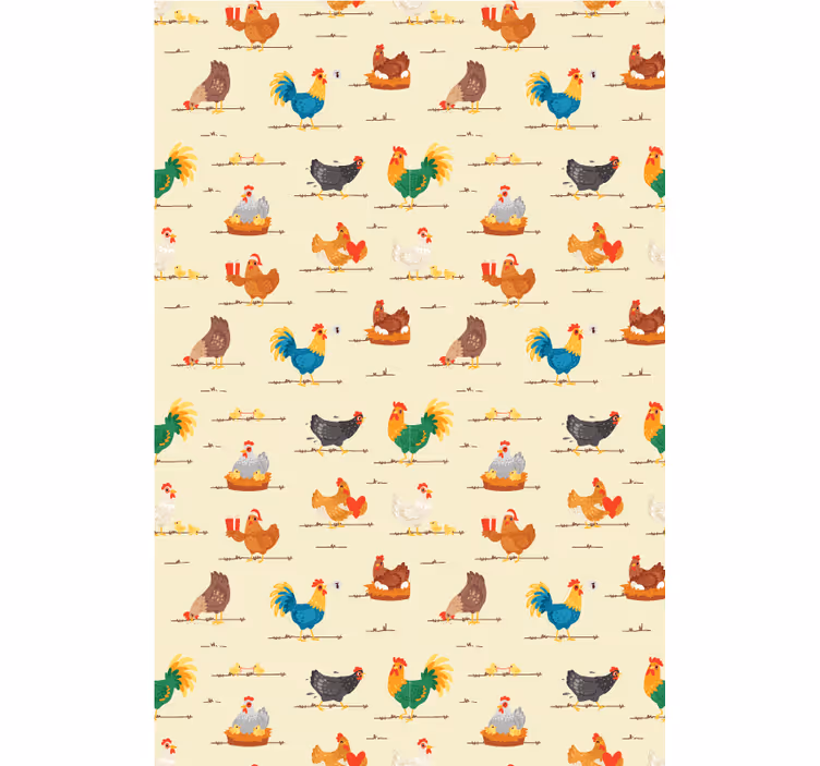 Kippen en hanen rolgordijn dieren - TenStickers