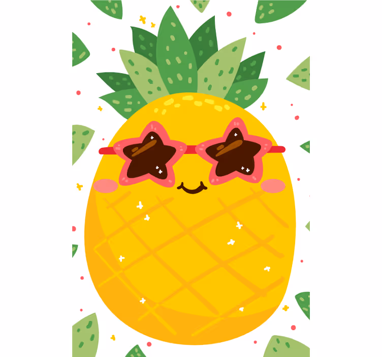 Fruit keuken rolgordijn Ananas met roze zonnebril - TenStickers