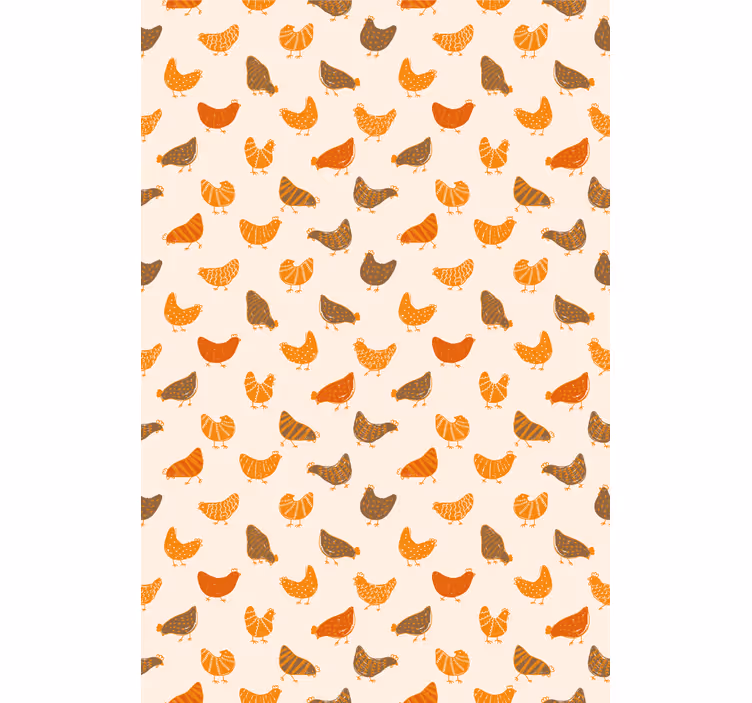 Meer dieren keuken rolgordijn Oranje en bruin vogelpatroon - TenStickers